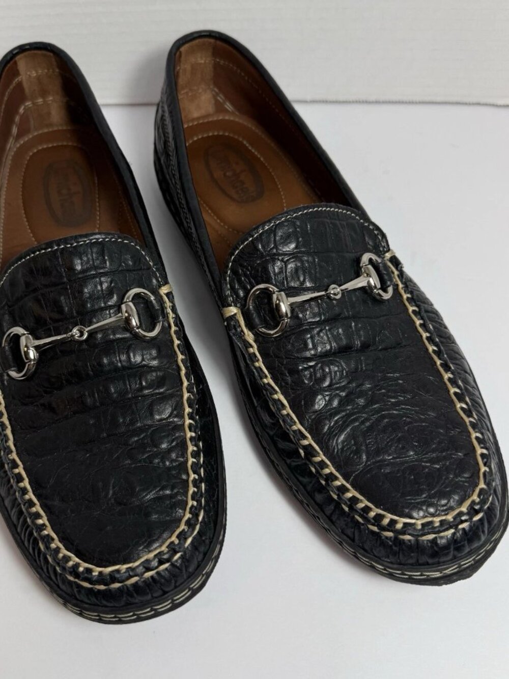 J Michael Phelps Men's Black Horse Bit Loafers Driving Moccasin Shoes Slip On 9